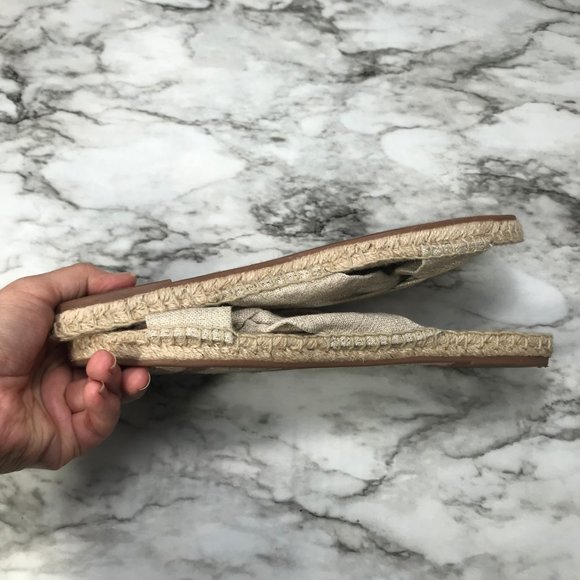 J Crew Knotted Espadrille Tan Gold Tone Slides 8 - Picture 6 of 8